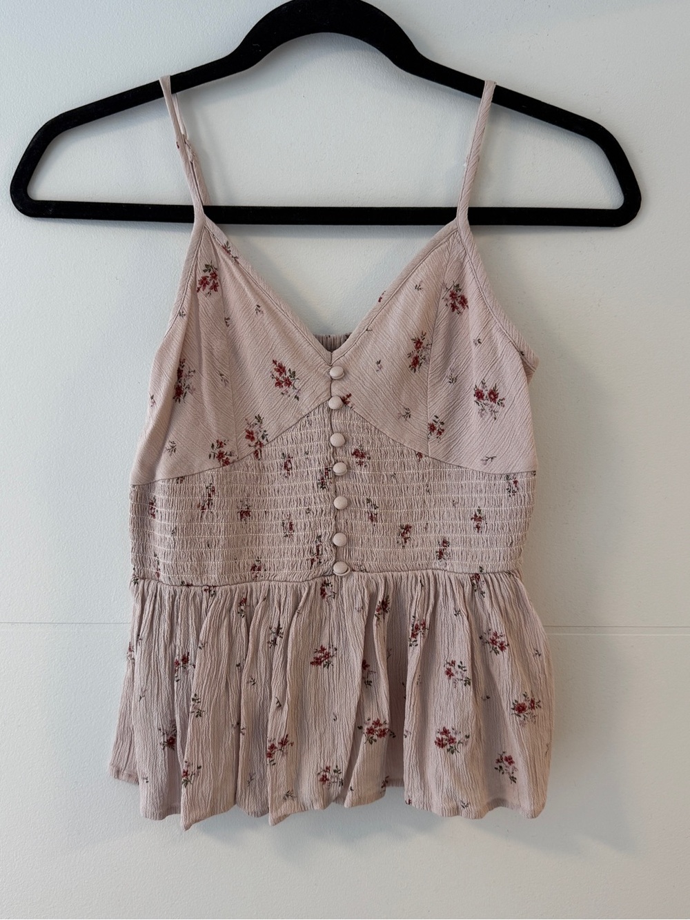 American Eagle Floral Smocked Peplum Cami Top XS